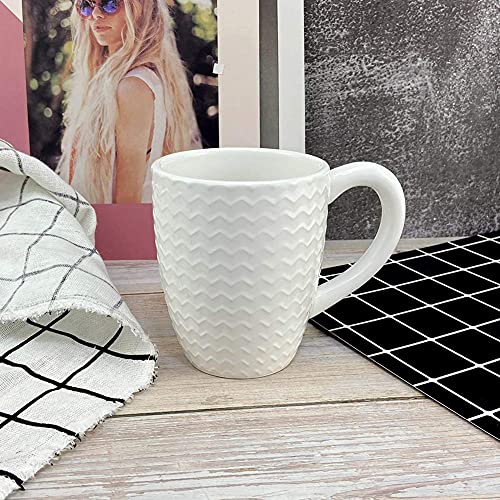 12 OZ White Ceramic Coffee Mugs Set of 6 (12 OZ / White Coffee Mugs)