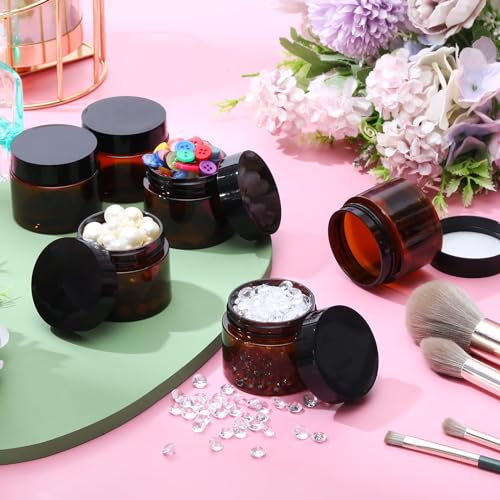6 Pack Clear Container with Lids Small Plastic Pot Jars Wide Mouth Round Leak Proof Plastic Container Jars with Lid for Travel Storage