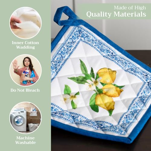 Pot Holders 100% Cotton Potholders (032 - Cedrat / 8" x 8" (Pot Holder Pack of 1))