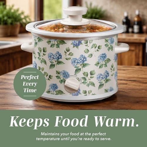 2QT Mini Electric Round Slow Cooker (Floral Blue/Green / 2 Quarts)