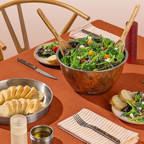 Stainless Steel Salad Bowl Kit XL 184oz (Teakwood / 184oz)