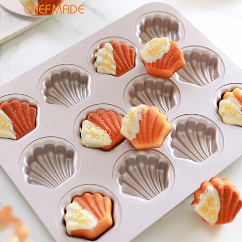 Madeleine Mold Cake Pan (09 - Gold Scallop 12 Cups)