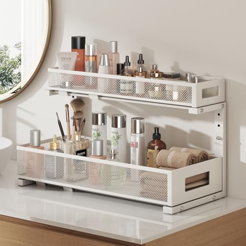 2 Pack 20.47IN Depth Under Sink Storage Organizer (White / 2 Pack-20.47"Dx11.4"-16.14"H)