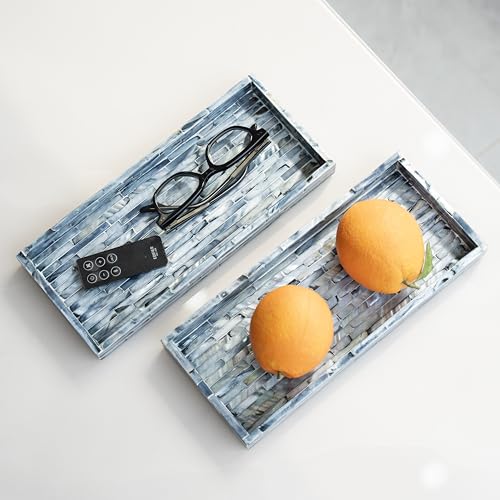 Blue Mother of Pearl Tray Set of 2 (Blue)