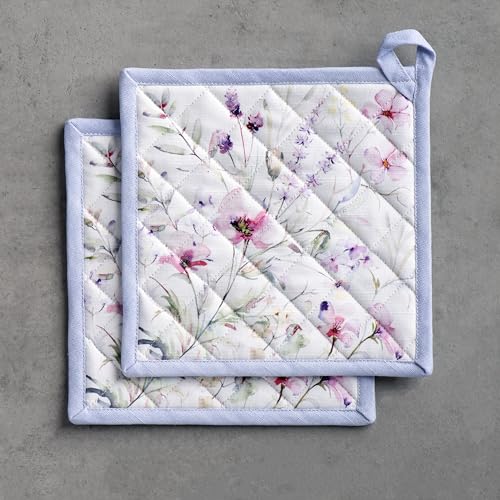 Pot Holders 100% Cotton Potholders (068 - Summer Floral / 8" x 8" (Pot Holder Pack of 2))