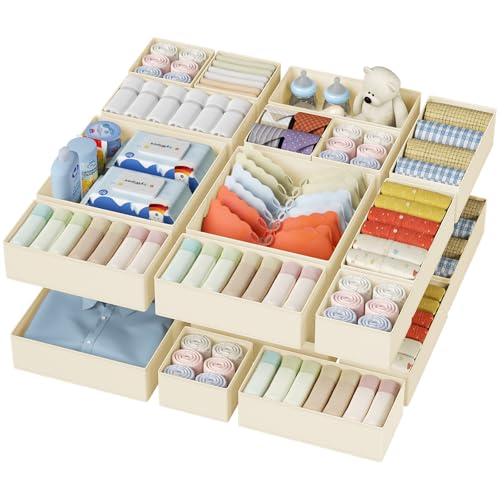 Drawer Organizer Clothes (Beige / 20 Pack)