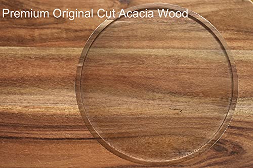 14" Two Tier Acacia Wood Lazy Susan Organizer Kitchen Turntable for Cabinet Pantry Table Organization