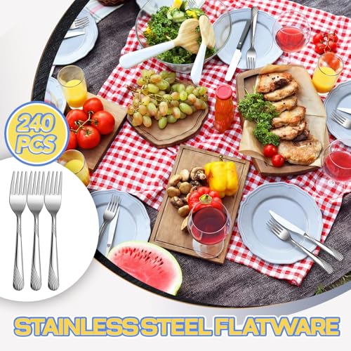 240 Pcs Stainless Steel Dinner Forks Bulk Set
