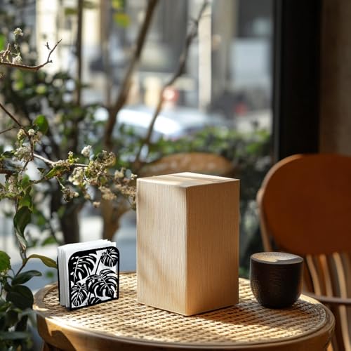 Monstera Leaf Decorative Black Metal Napkin Holder for Table