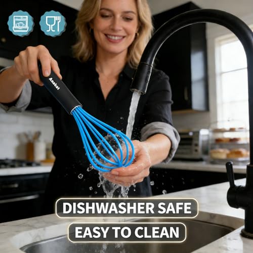 Silicone Kitchen Whisk Set of 4 (9+11+12 &11 inch / 4 Pcs Blue)