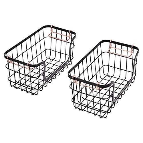 Stackable Metal Wire Rectangular Storage Baskets for Kitchen ((Pack of 1))