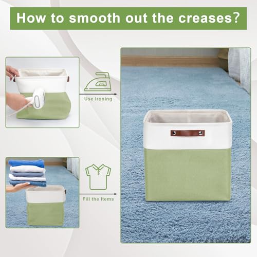 13x13 Cube Storage Bins (Green / Off-White / Cube - 13"x13"x13")