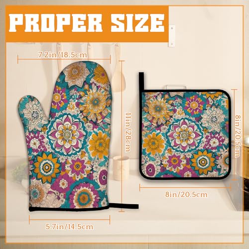 Vintage Mandala Oven Mitts and Pot Holders (4 Count)