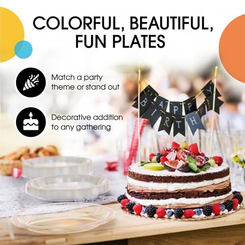 Exquisite Party Solids Sturdy Clear Plastic Plates 7" Cake Plates 100 Pcs (7 inch / Clear)