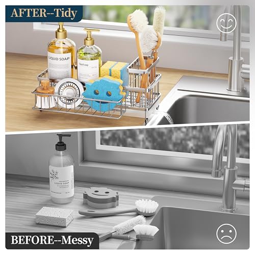 Sponge Holder for Kitchen Sink (Silver / X-Large)