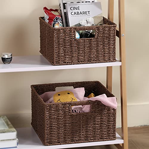 Storage Baskets for Organizing (13 x 13 x 7.5 inches / Dark Brown)