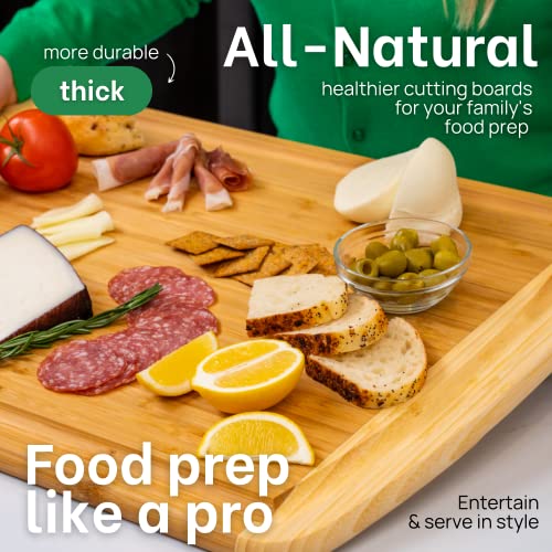 HUGE 24 Inch Bamboo Cutting Board with Lifetime Replacement (Two-Tone / 24"L x 18"W)