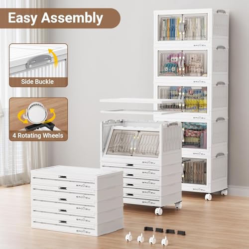 225Qt Stackable Storage Bins with Lid (White / 45QT-5Pack)