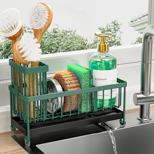 Sponge Holder for Kitchen Sink (Dark Green - 9.25″)