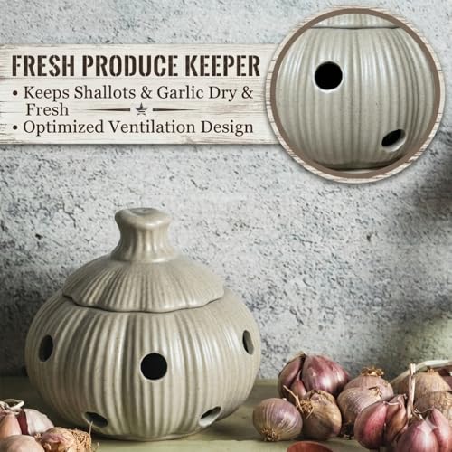 Garlic Keeper Jar with Lid (Khaki)