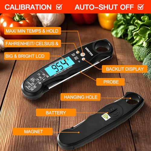 Digital Instant Read Meat Thermometer for Cooking (Black)