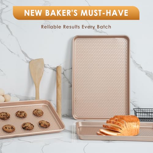 Baking Sheet Pan Set of 3 (Textured Rose Gold)