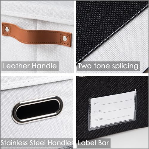 Foldable Storage Bins with Handles [3 (Black & Cream / Medium(3-Pack))