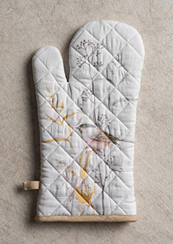 Maison d'Hermine Oven Gloves 100% Cotton Oven Mitt (088 - Meadow Florals - Beige / 7.5" x 13" (Oven Mitt))
