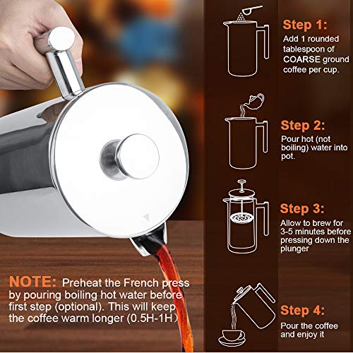 French Press Coffee Maker (Silver / 50 oz)