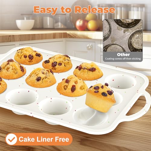 2Pack Silicone Muffin Pan For Baking With Metal Reinforced Frame