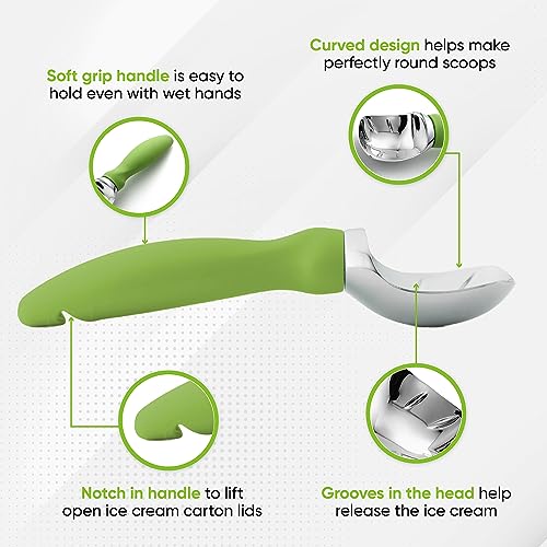 Heavy Duty Metal Ice Cream Scoop with Soft Grip Handle