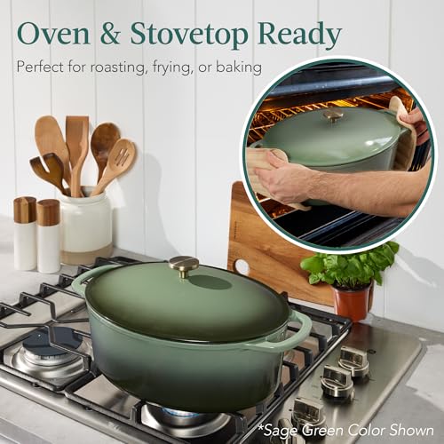 Oval 7.5 Quart Enamel Cast (Deep Olive Green / 7.5qt Oval)