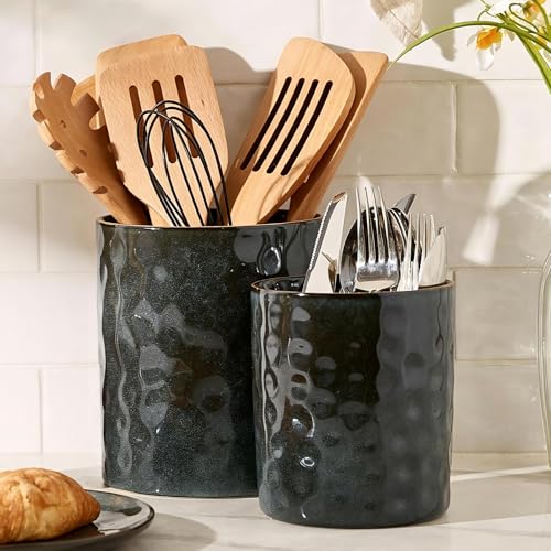 Ceramic Utensil Holder (Deep Forest)