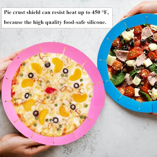 Adjustable Pie Crust Shields Baking Protectors (Pink-1pcs)