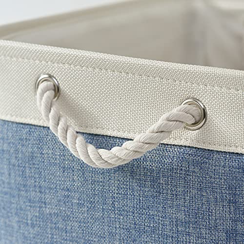 Storage Bins for Organization (White&Blue / Large-3 Pack)