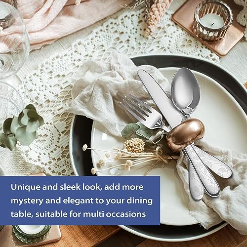 40 Piece Silverware Set Service for 8 (Silver Leaves)