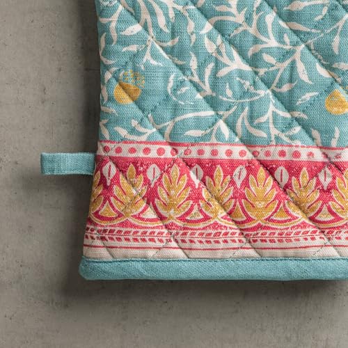 100% Cotton Oven Mitt & Pot Holder Set (122 - Carpo / 7.5" x 13" & 8" x 8" (Oven Mitt & Pot Holder))