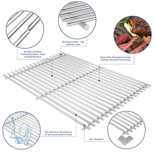 304 Stainless Steel Grill Grates for Weber Genesis 300 (19.5" x 25.8" - 7528 Genesis 300)