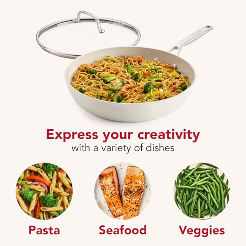 Ceramic Frying Pan with Lid (Porcelain / 12.25-Inch)