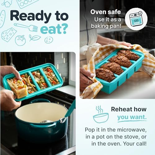 2 Tbsp Silicone Freezer Molds with Lids (2-Pack / Aqua)