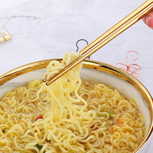 5 Pair Gold Stainless Steel Chopsticks (Golden)