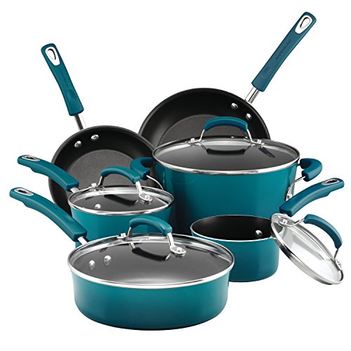 Brights Nonstick Cookware Pots and Pans Set (10 Piece / Marine Blue)