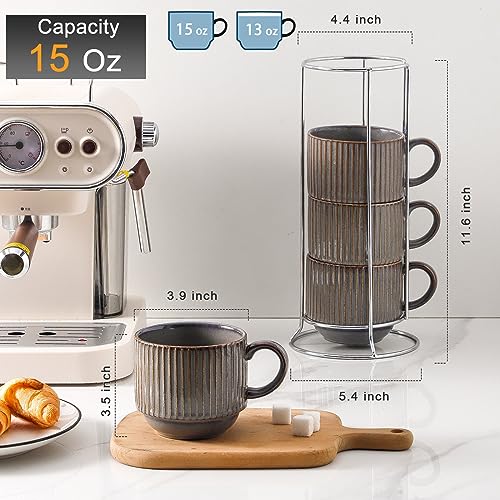 Porcealin Coffee Mugs (Brown / 15 Ounces)