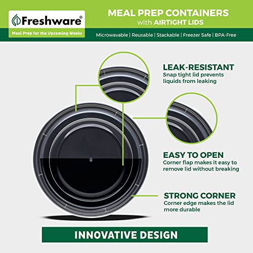 Meal Prep Bowl Containers [30 Pack] Plastic Bowls with Lids for Soup and Salad (Black / 28OZ-30PK)