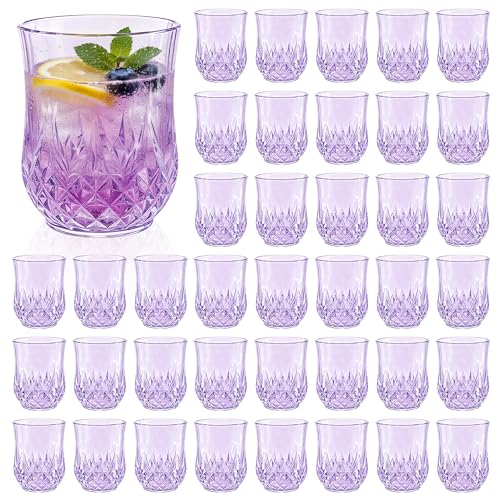 40 Pack Plastic Stemless Wine Glasses (Purple)