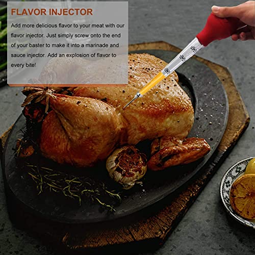 Turkey Baster Commercial Grade Quality Silicone Bulb Including 2 Meat Marinade Injector Needles with Barbecue Basting Brush and Cleaning Brush for Easy Clean Up