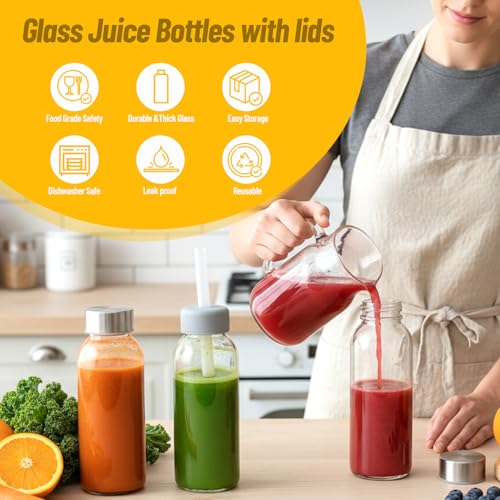 10 oz Glass Juice Bottles (Clear Glass Bottle 12 Pack / 10 Ounces)
