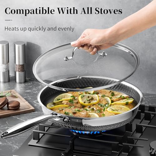 Nonstick Titanium Ceramics Stainless Steel Frying Pan Set 10" (Titanium Ceramic Hybrid Stainless Steel / 10Inch+12Inch)