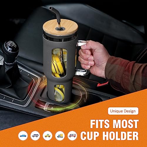Glass Tumbler with Lid and Straw (Gray / 46 Ounces)