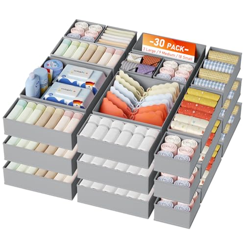 Drawer Organizer Clothes (Gray / 30 Pack)